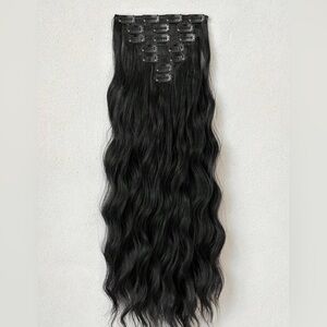 Black long hair Extensions - Clip in Set